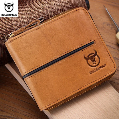 Carteira Masculina em Couro Bullcaptain Retro com Proteção RFID