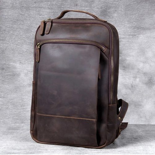 Mochila Masculina Vintage de Couro Crazy Horse
