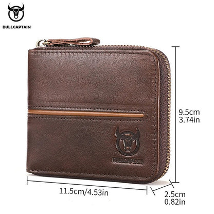 Carteira Masculina em Couro Bullcaptain Retro com Proteção RFID