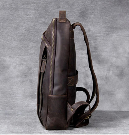Mochila Masculina Vintage de Couro Crazy Horse