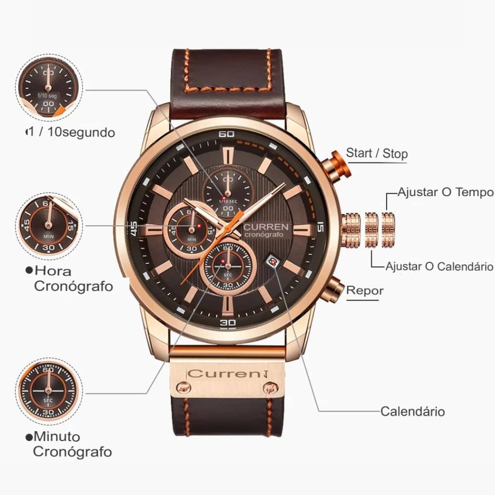 Relógio Masculino Curren Chrono Elite